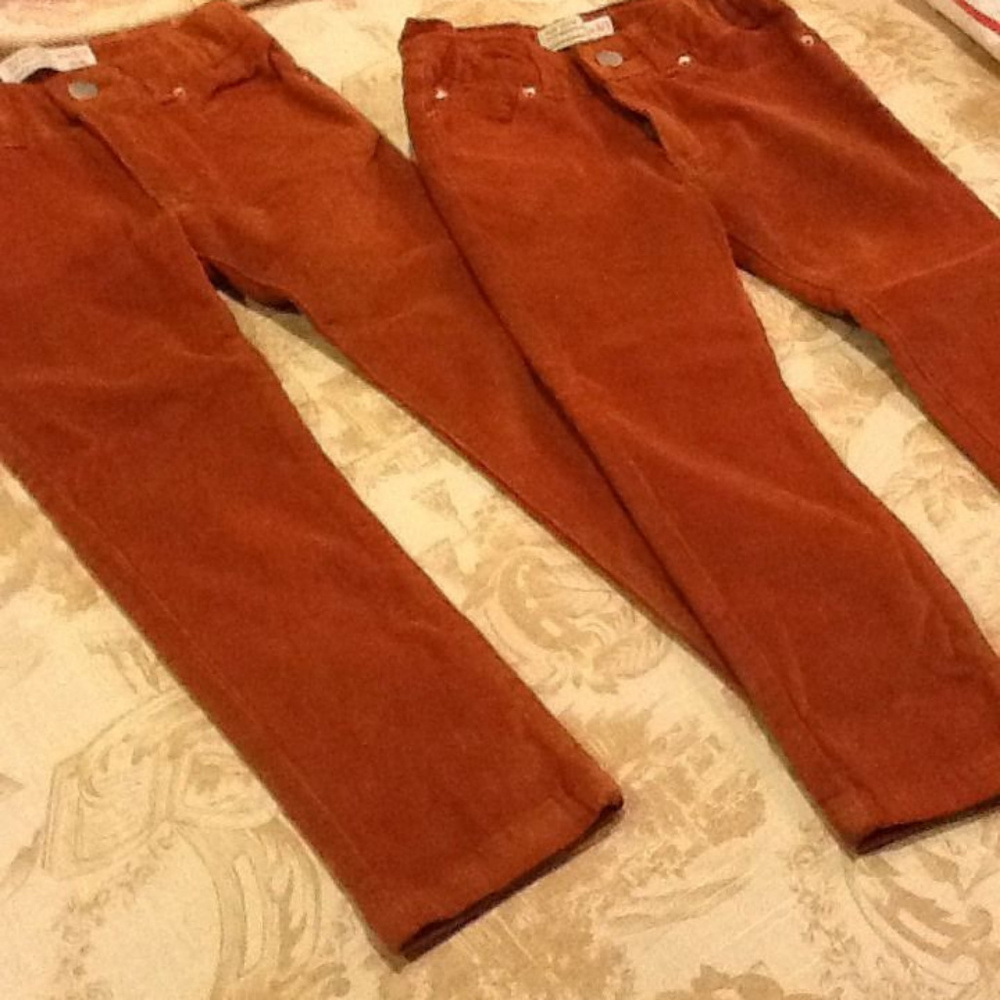 ZARA Girls toddler 2/3 rust cords NEW 2 pair